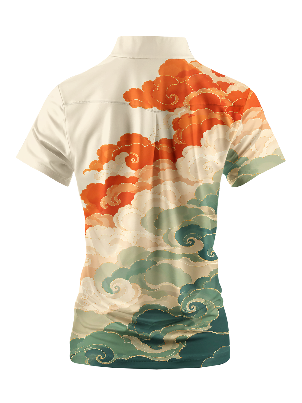 Cherryswing Women's Oriental Auspicious Cloud Short Sleeve Golf Shirt