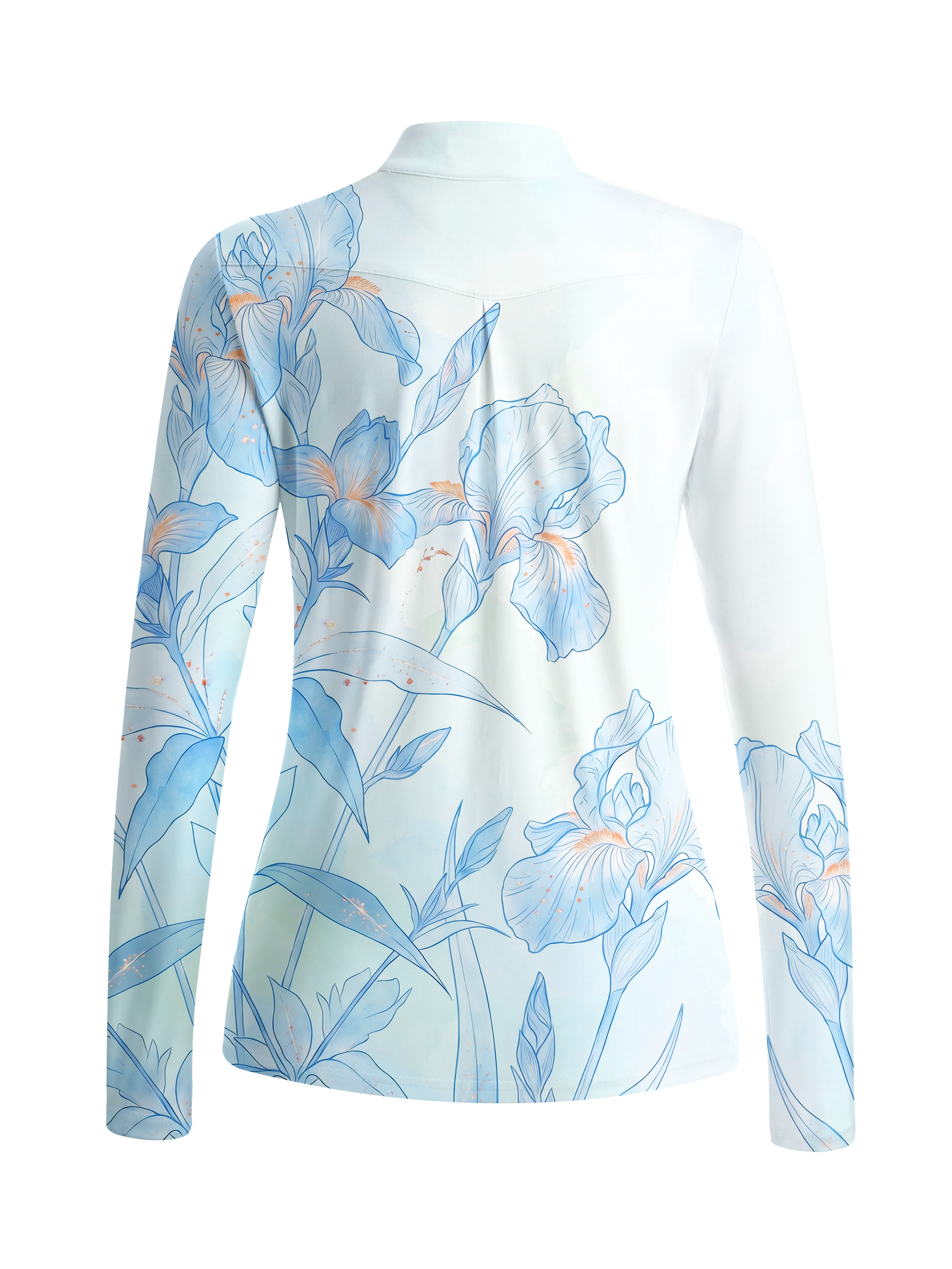 Cherryswing Women's Watercolor Iris Gradient Long Sleeve Golf Shirt