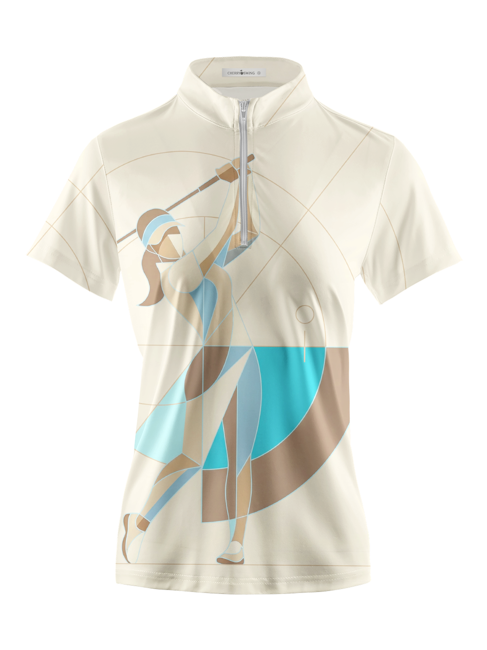 Cherryswing Women's Geometric Golfer Art Print Short Sleeve Golf Shirt