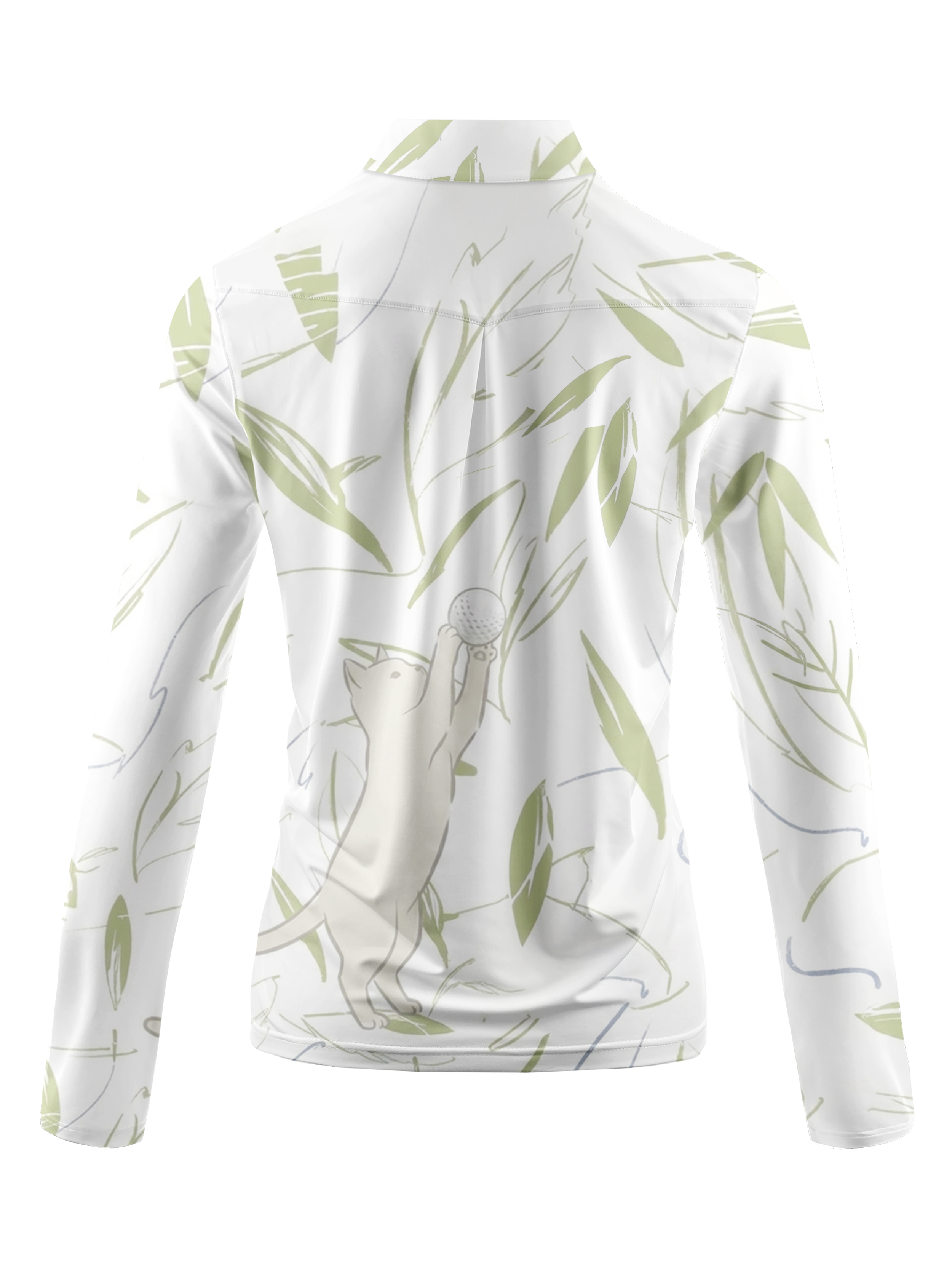 Cherryswing Women's Playful Kitty Long Sleeve Golf Shirt