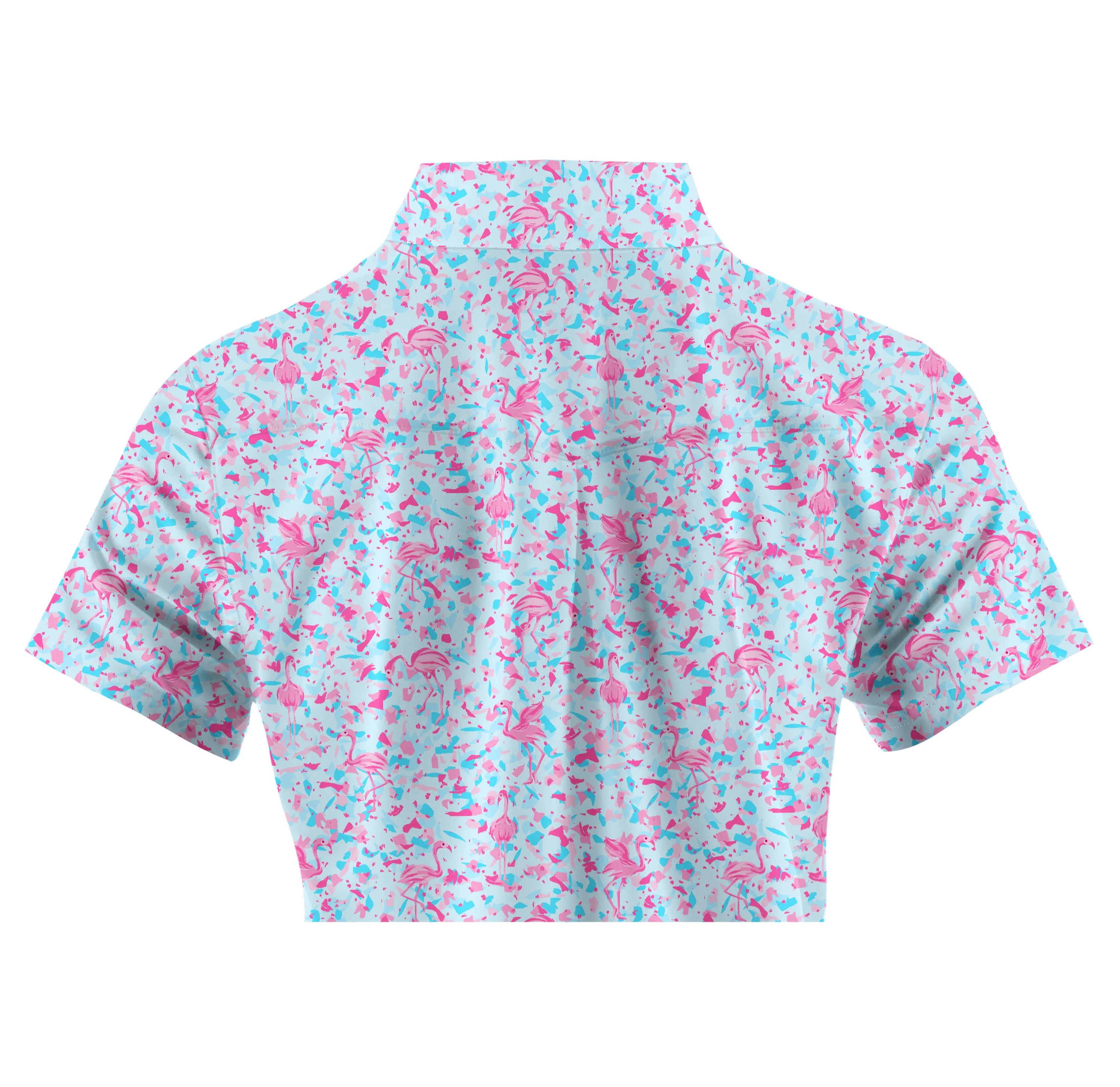 Cherryswing Women's Pink Flamingo Fantasy Golf Sleeve Polo Shirt