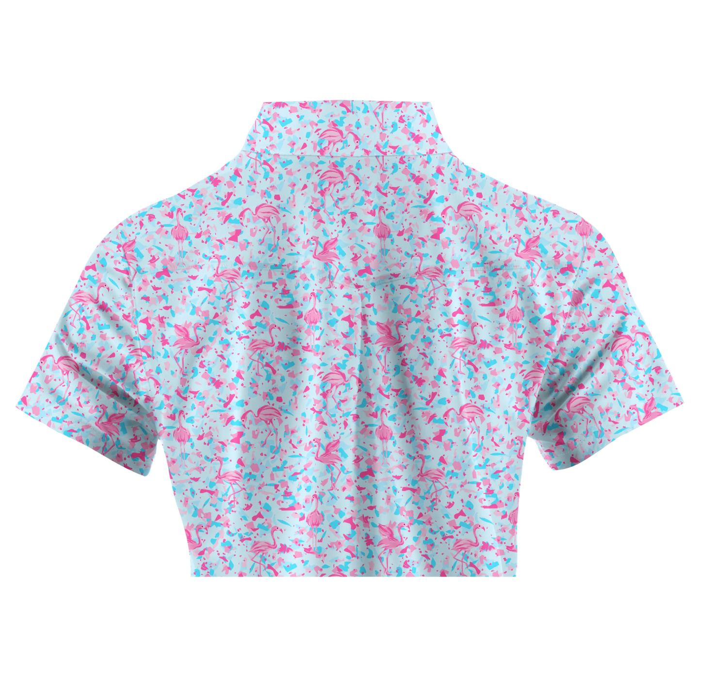 Cherryswing Women's Pink Flamingo Fantasy Golf Sleeve Polo Shirt