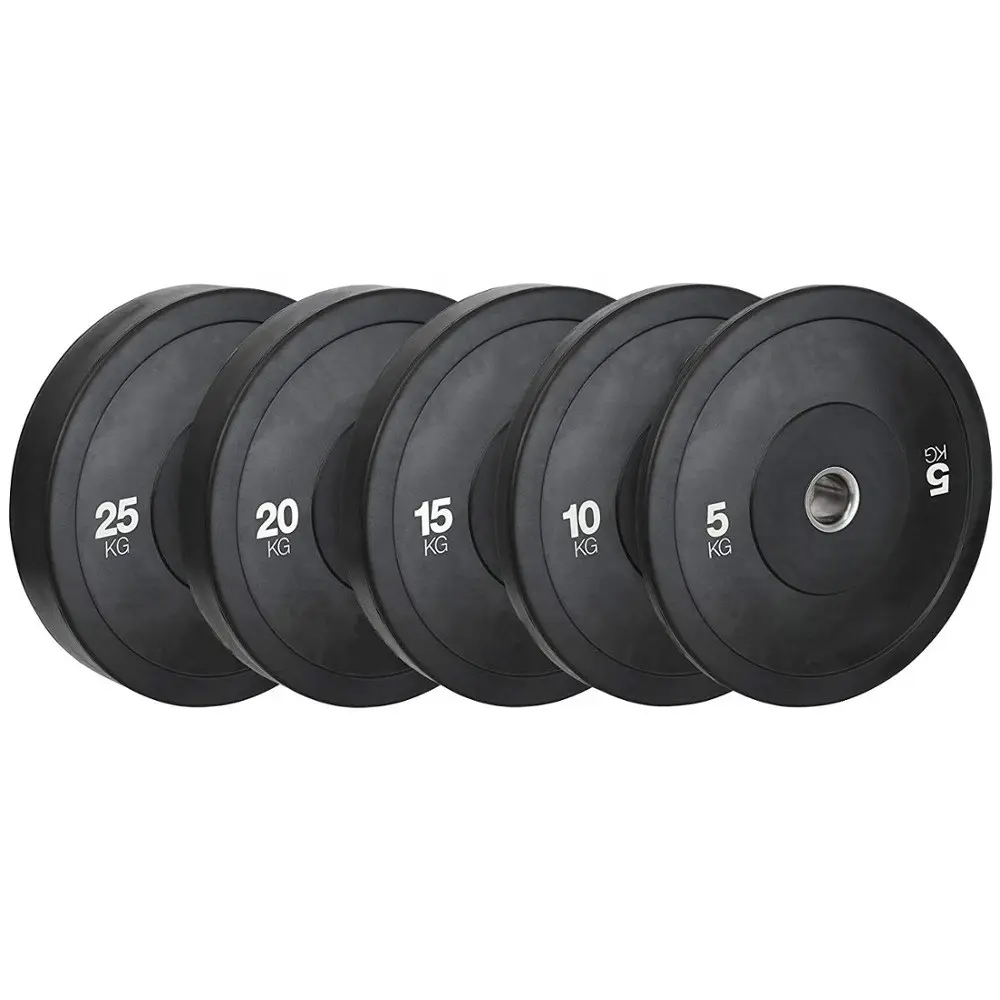 New Arrival For Gym or Home Free Weight Training Power max Black Commercial Gym Rubber Barbell Plate Bumper Weight Plates