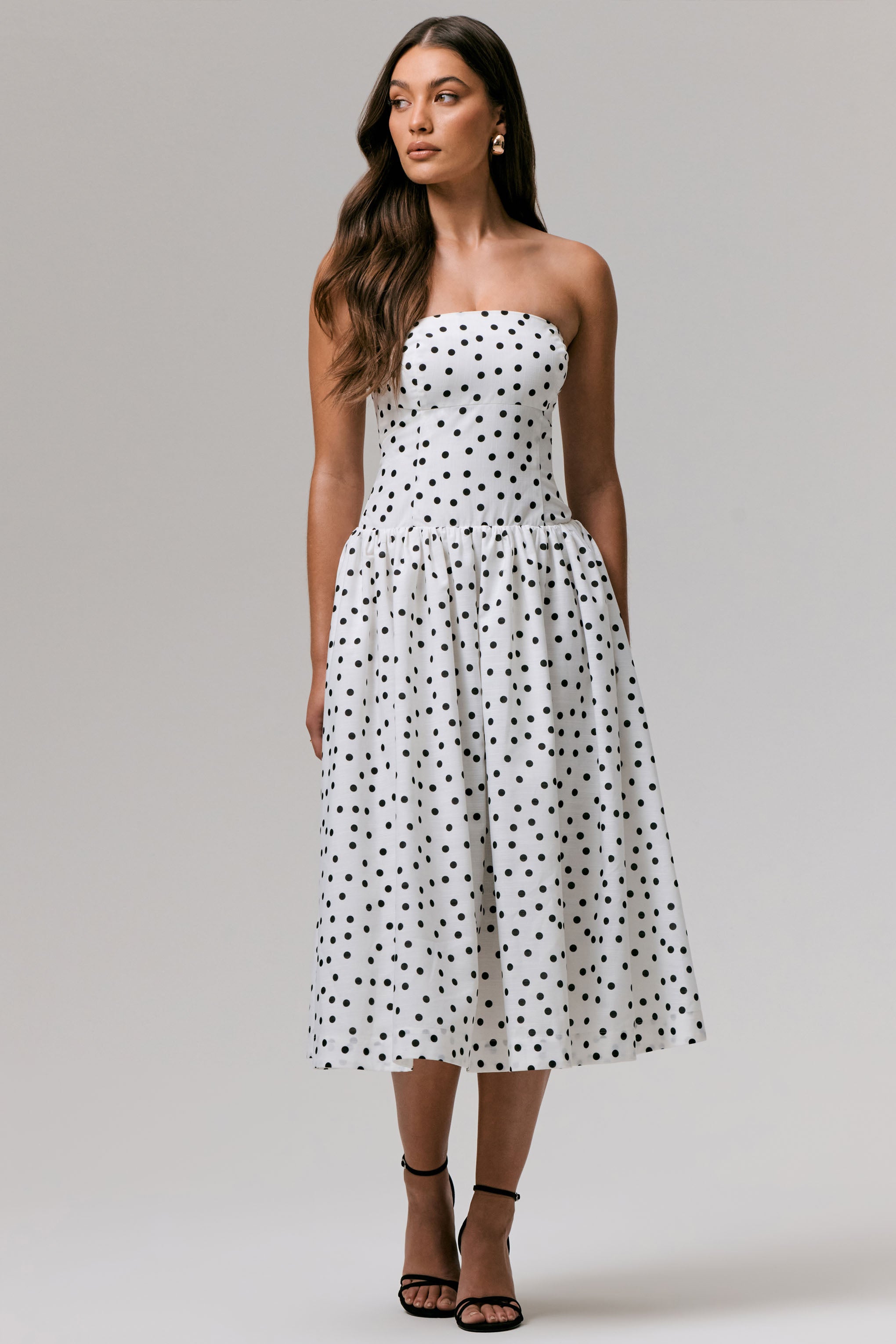 Polka Dot Bandeau Midi Dress