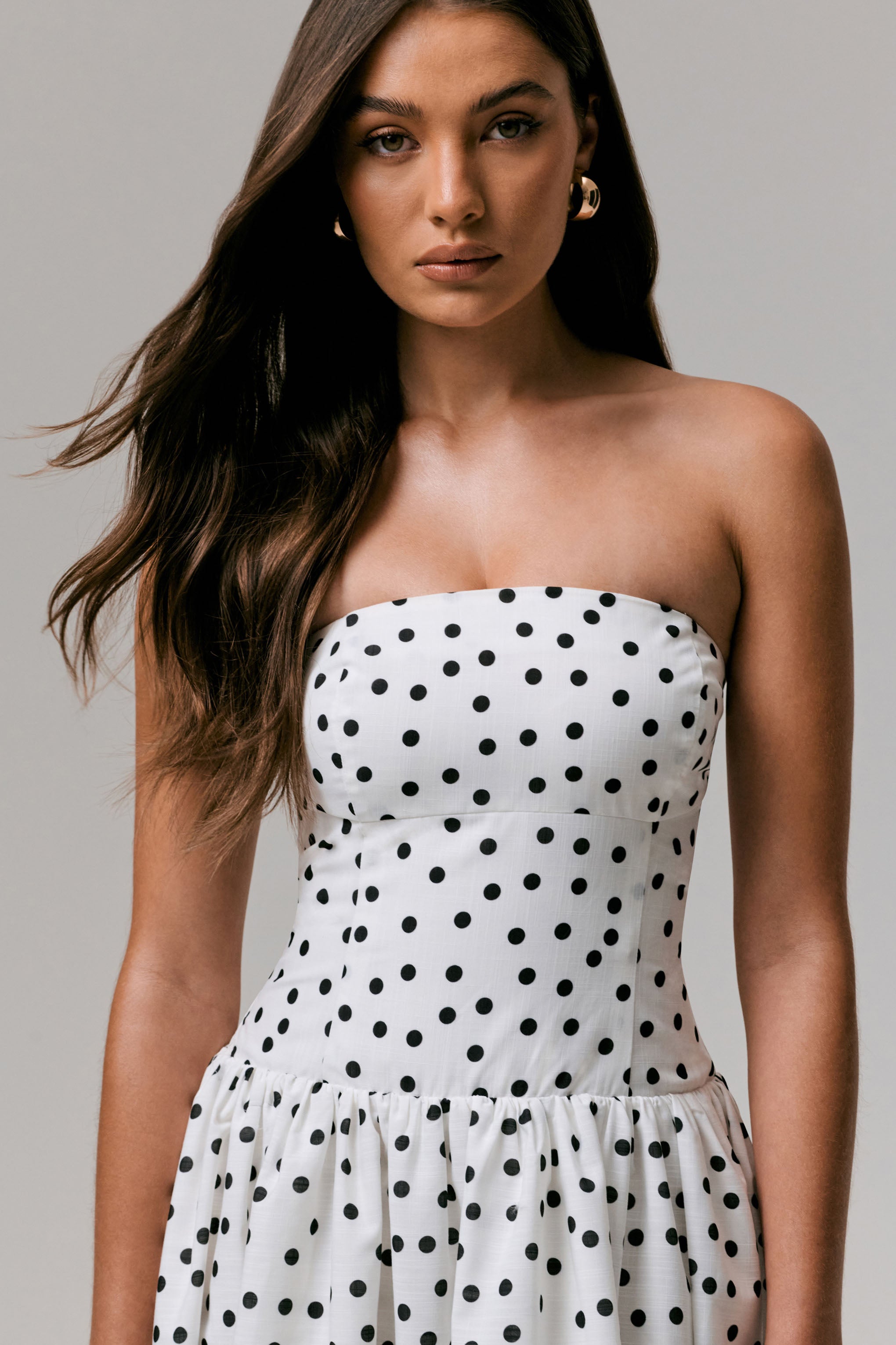 Polka Dot Bandeau Midi Dress