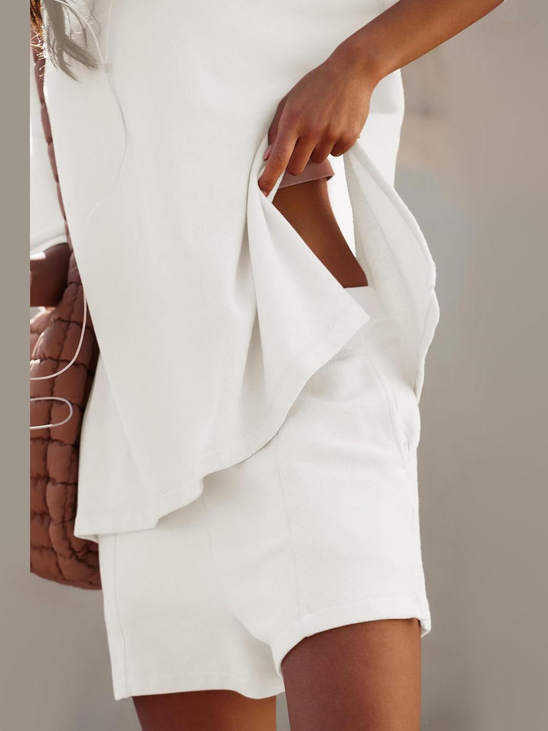 Women's Casual Solid Color Suit with Slit Top and Shorts (Buy 2 Free Shipping)