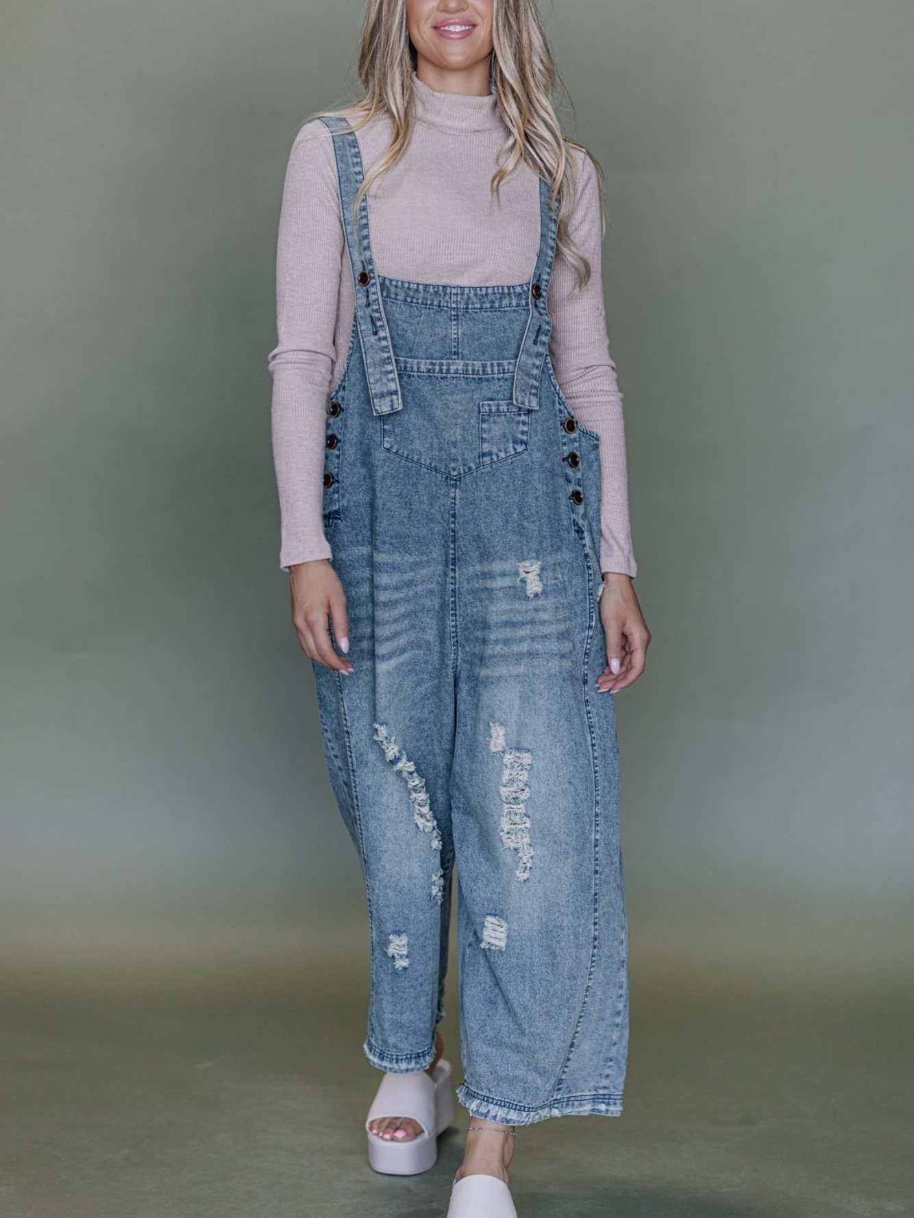 Oversized Baggy Wide Leg Ripped Denim Overalls (Buy 2 Free Shipping)