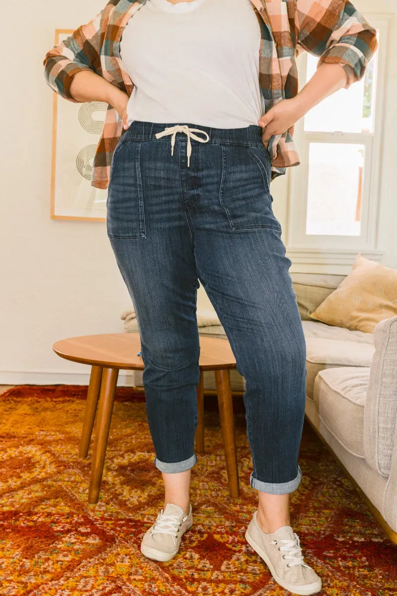 Women's Pull On Denim Joggers (Buy 2 Free Shipping)-Pink Laura