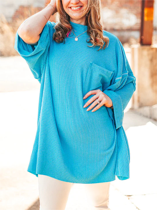 2024 New Oversize High Neck Urban Ribbed Top(Buy 2 Free Shipping)