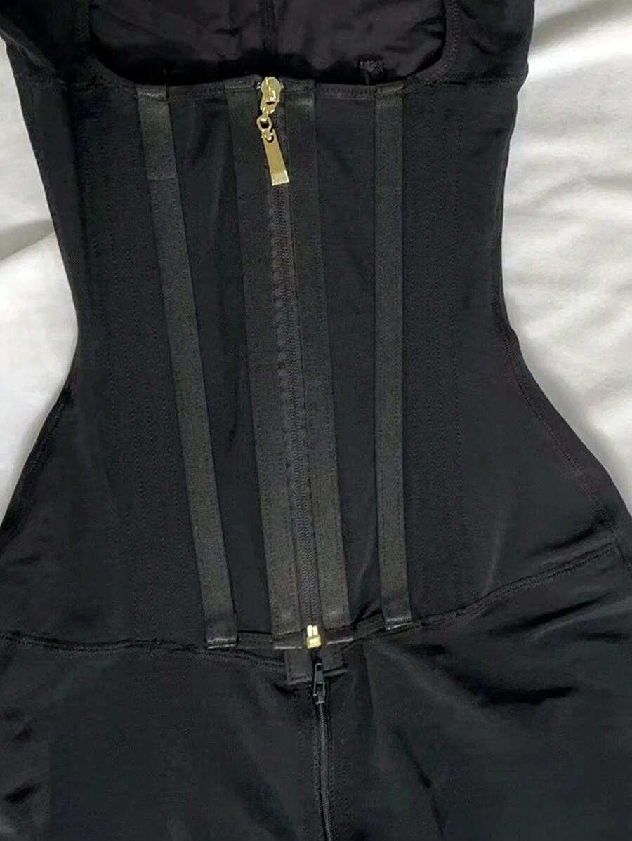 Women's Solid Color Zipper Tummy Control Corset Shaper Tops