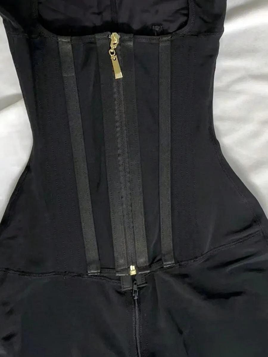 Women's Solid Color Zipper Tummy Control Corset Shaper Tops