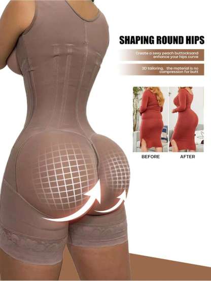 Women's Solid Color Zipper Tummy Control Corset Shaper Tops