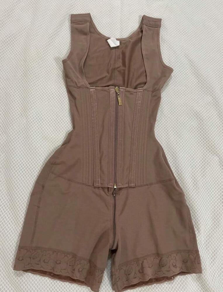Women's Solid Color Zipper Tummy Control Corset Shaper Tops