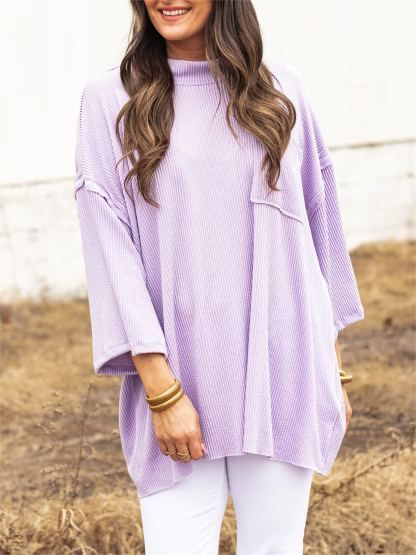 2024 New Oversize High Neck Urban Ribbed Top(Buy 2 Free Shipping)
