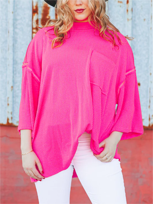 2024 New Oversize High Neck Urban Ribbed Top(Buy 2 Free Shipping)