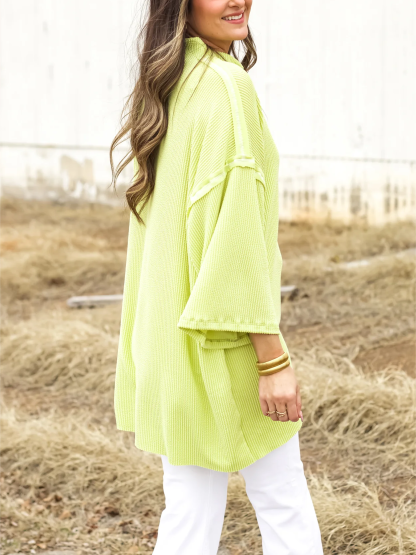 2024 New Oversize High Neck Urban Ribbed Top(Buy 2 Free Shipping)