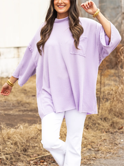 2024 New Oversize High Neck Urban Ribbed Top(Buy 2 Free Shipping)