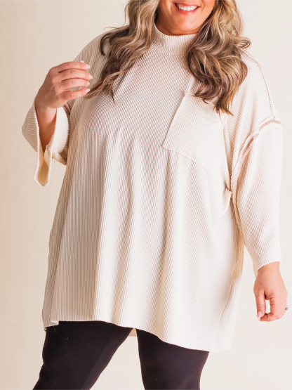 2024 New Oversize High Neck Urban Ribbed Top(Buy 2 Free Shipping)