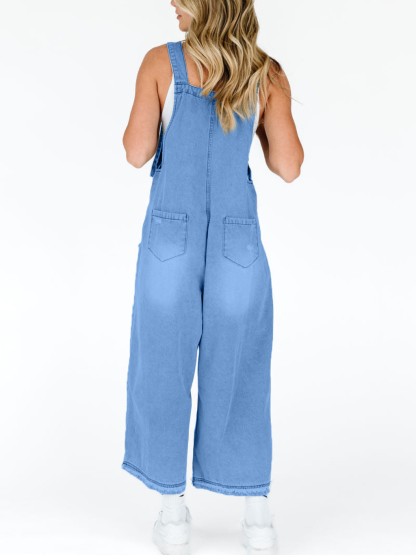 Oversized Baggy Wide Leg Ripped Denim Overalls (Buy 2 Free Shipping)