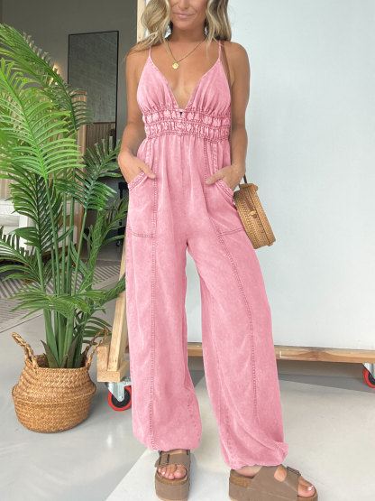 Lightweight  V-Neck Jumpsuit
