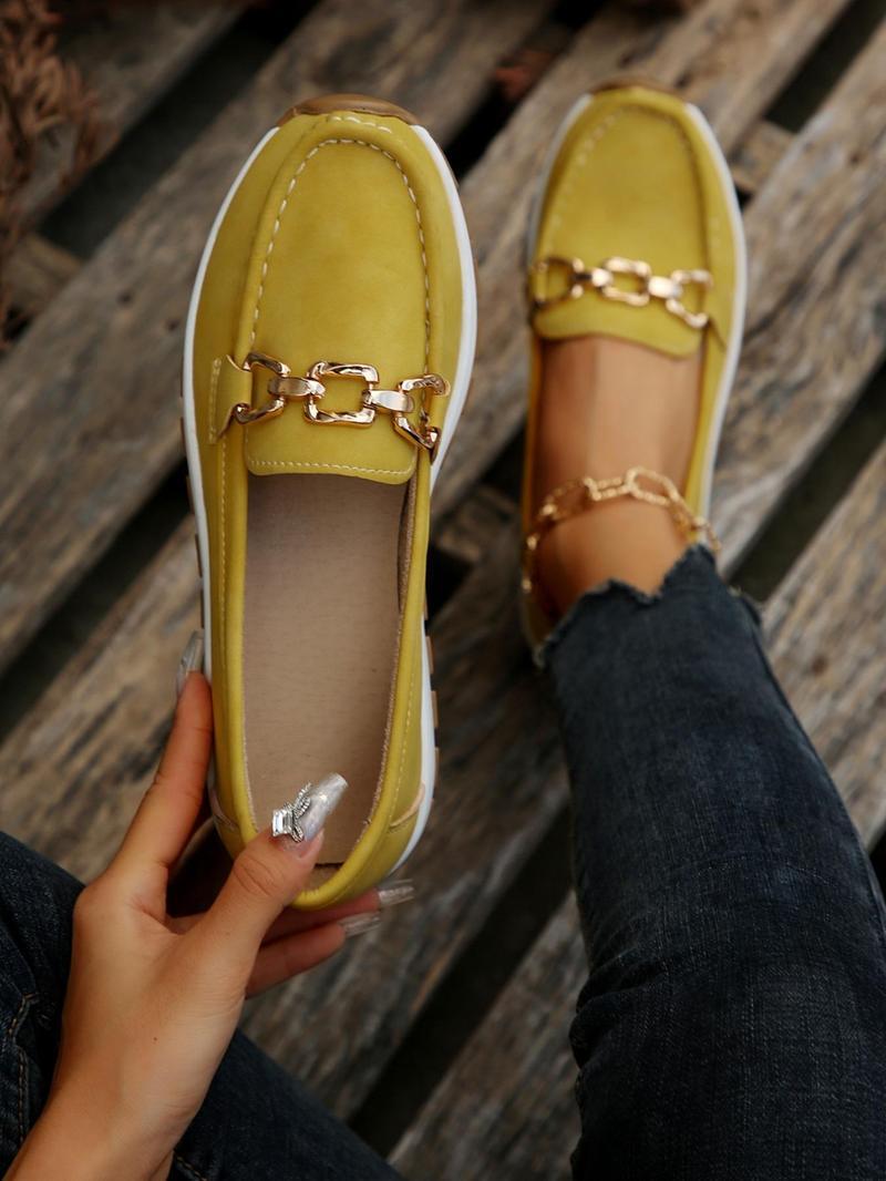 Women's Solid Color Chain Low-Top Round Toe Versatile Shoes