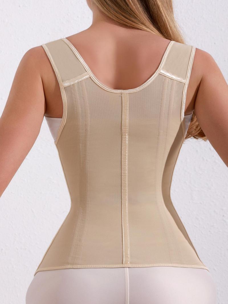 Women's Zipper Tummy Tuck Body Shaper With Adjustable Shoulders