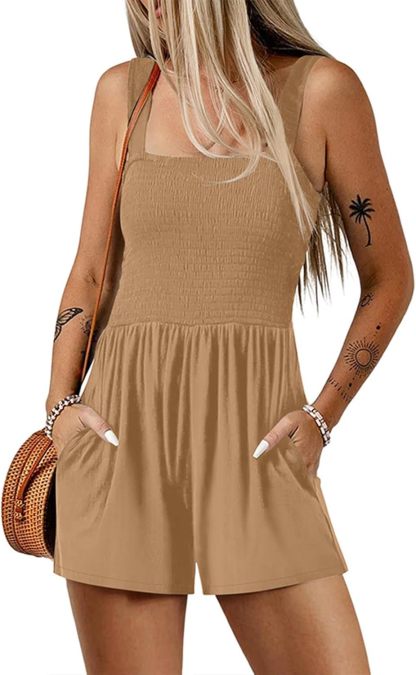 Women’s Square Neck Sleeveless Floral Pleated Jumpsuit (Buy 2 Free Shipping)