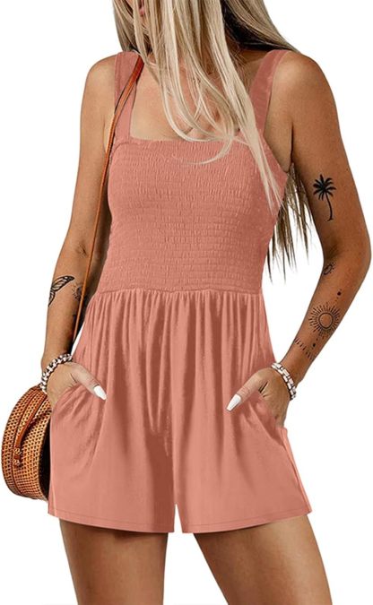 Women’s Square Neck Sleeveless Floral Pleated Jumpsuit (Buy 2 Free Shipping)