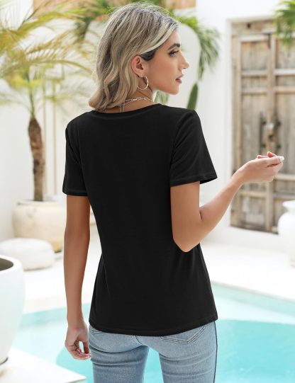 Womens Short Sleeve T Shirts V Neck Basic Tee Summer Top