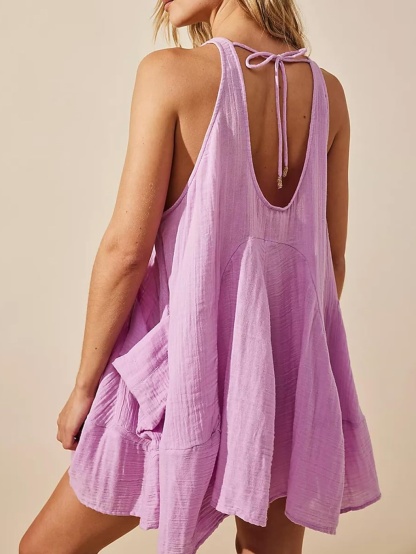 Sleeveless Backless Pocket Loose Sundress (Buy 2 Free Shipping)
