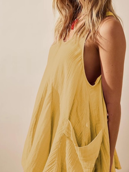 Sleeveless Backless Pocket Loose Sundress (Buy 2 Free Shipping)