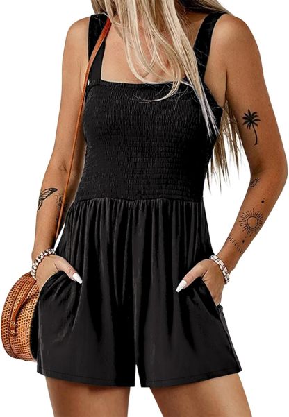 Women’s Square Neck Sleeveless Floral Pleated Jumpsuit (Buy 2 Free Shipping)