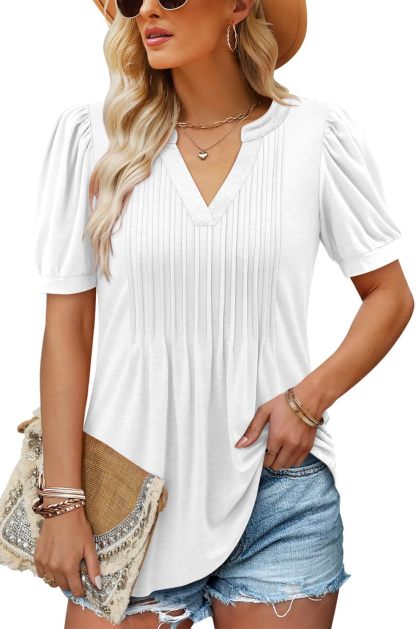 Women's V-neck Loose Pleated Short-sleeved Waist Top(Buy 3 Free Shipping)
