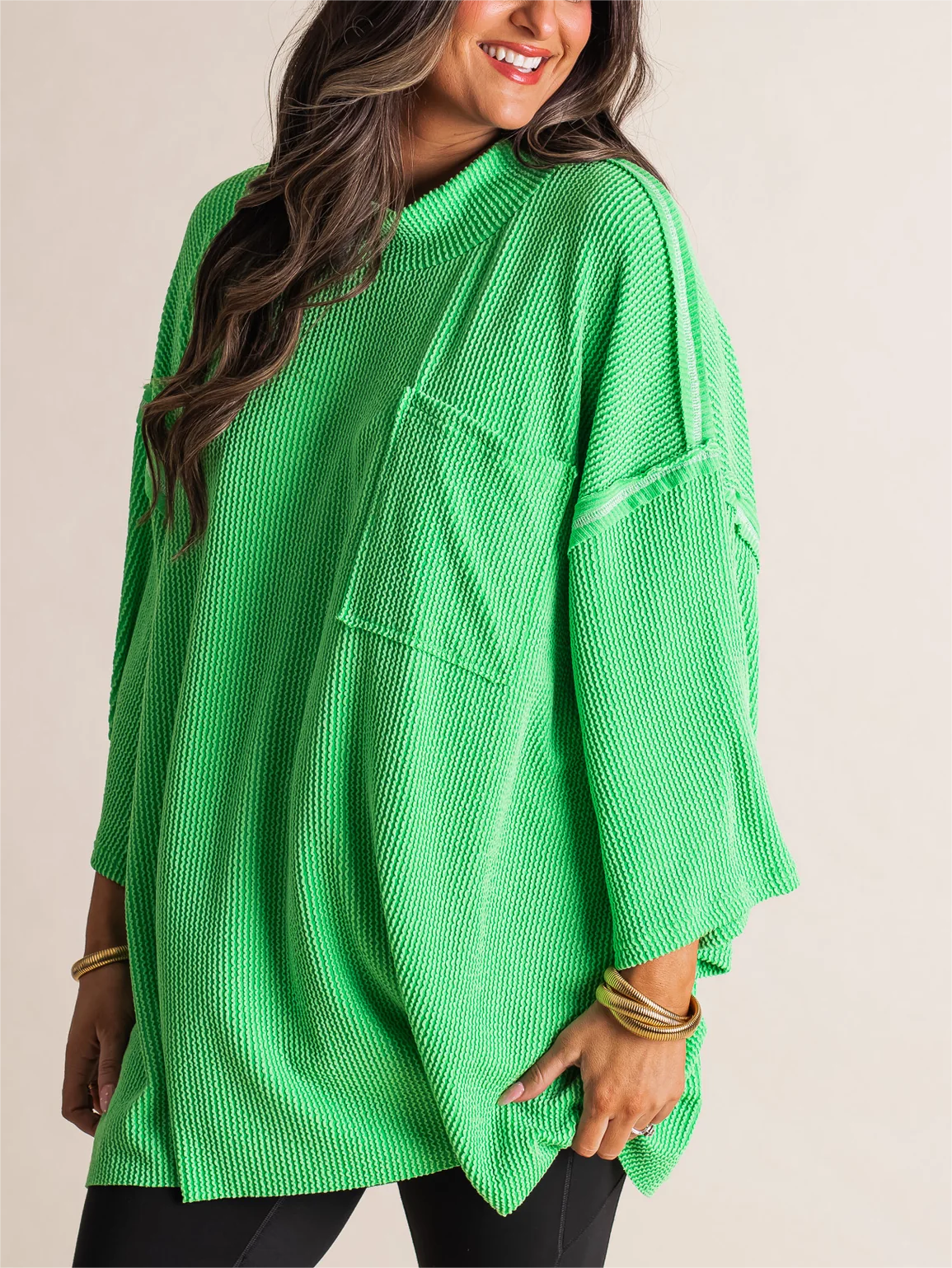 2024 New Oversize High Neck Urban Ribbed Top(Buy 2 Free Shipping)