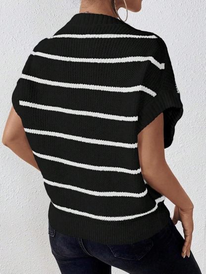 Women's Striped Print Batwing Sleeve Knit Top