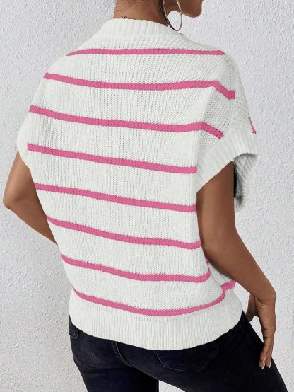 Women's Striped Print Batwing Sleeve Knit Top