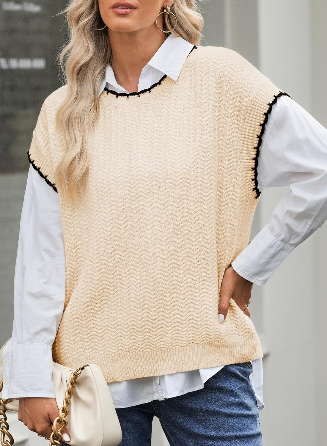 Women’s Cap Sleeve Sweater Vest Crewneck Short Sleeve Sweaters