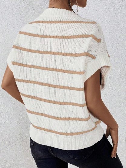 Women's Striped Print Batwing Sleeve Knit Top