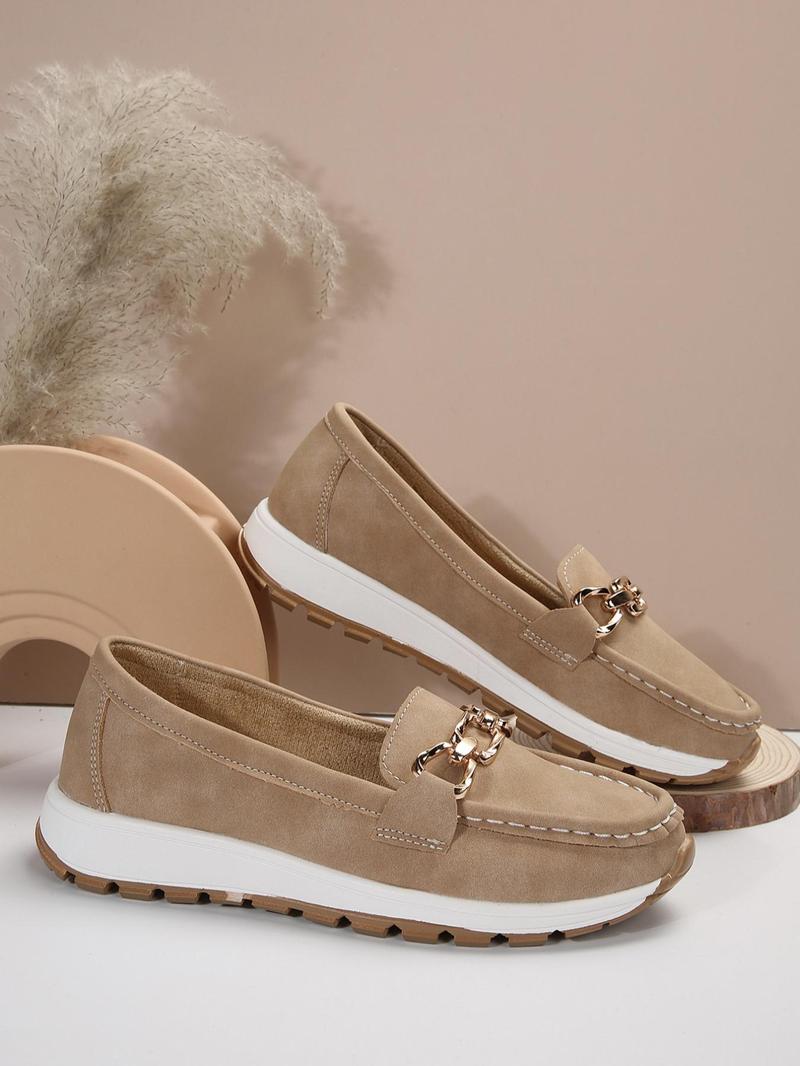 Women's Solid Color Chain Low-Top Round Toe Versatile Shoes