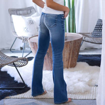 70s Stretch Hip Hugger Street Style Bootcut Jeans-Pink Laura