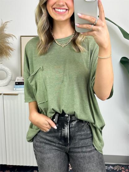 Women's Big Pocket Loose T-Shirt