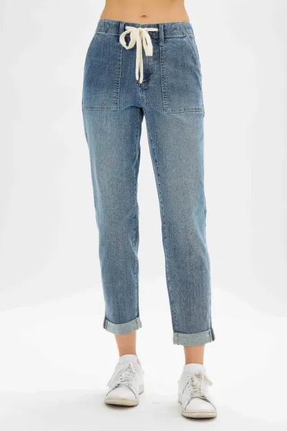 Women's Pull On Denim Joggers (Buy 2 Free Shipping)-Pink Laura