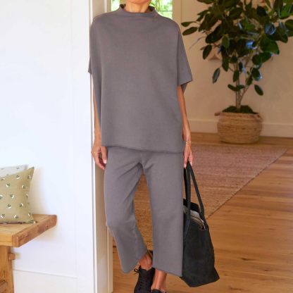 Women's Casual Batwing Sleeve Pullover Top and Wide Leg Set (Buy 2 Free Shipping)