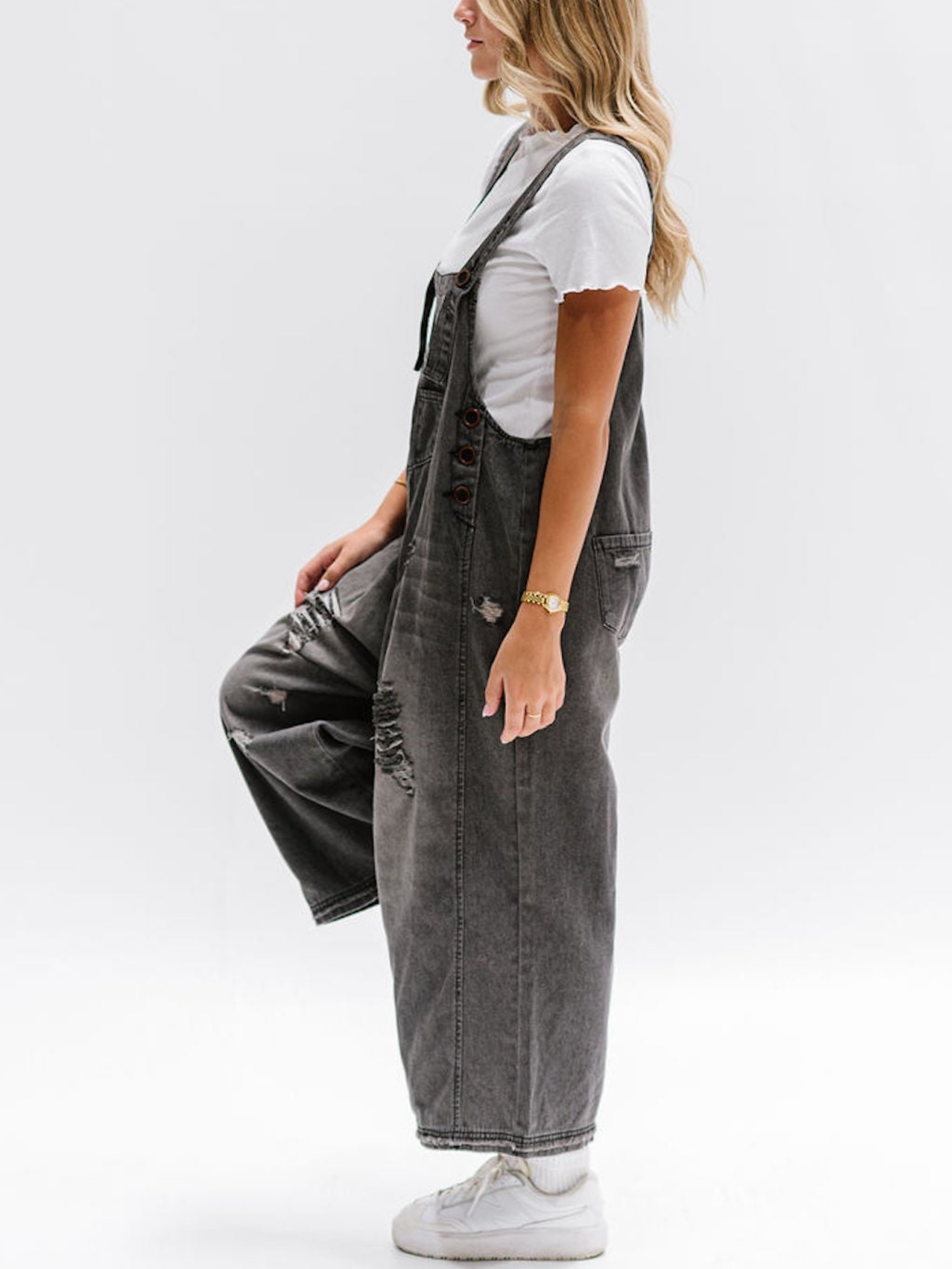 Oversized Baggy Wide Leg Ripped Denim Overalls (Buy 2 Free Shipping)