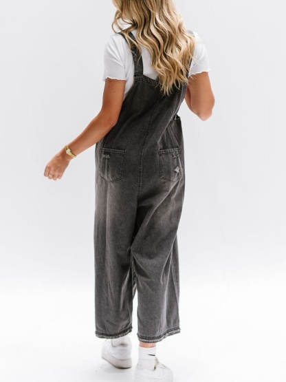 Oversized Baggy Wide Leg Ripped Denim Overalls (Buy 2 Free Shipping)