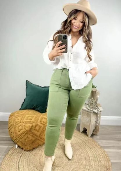 Women's Pull On Denim Joggers (Buy 2 Free Shipping)-Pink Laura