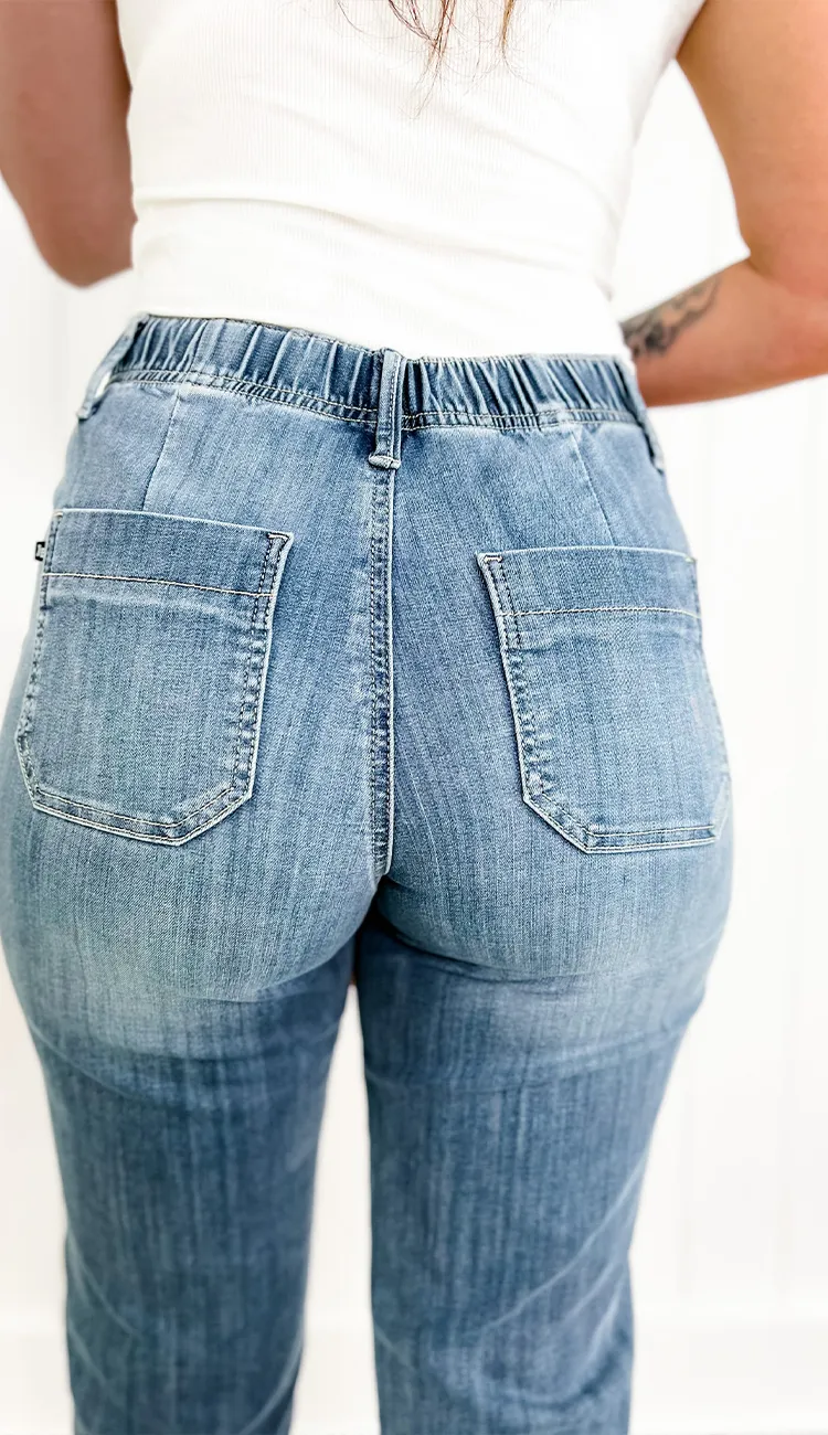 Women's Pull On Denim Joggers (Buy 2 Free Shipping)-Pink Laura