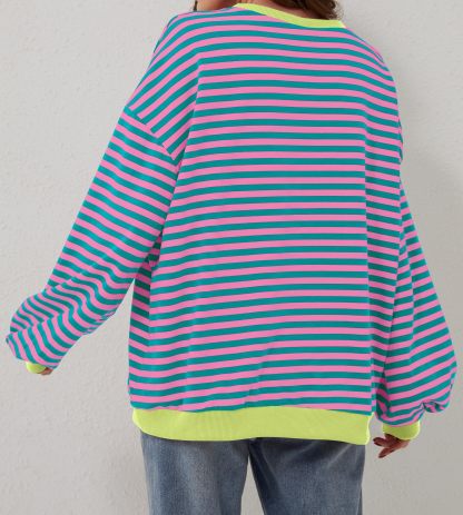 Striped Color Block Oversized Sweatshirt (Buy 2 Free Shipping)