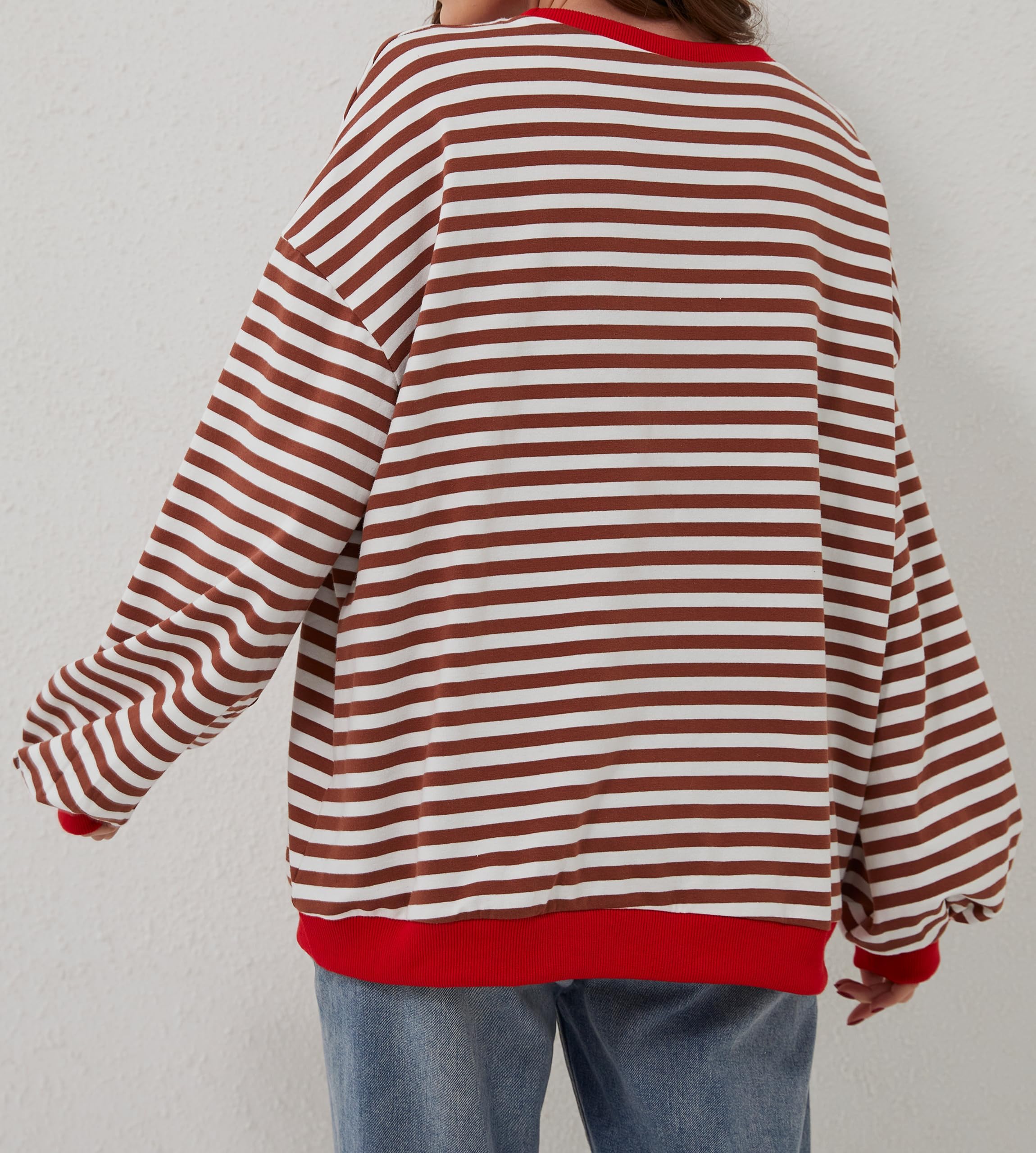 Striped Color Block Oversized Sweatshirt (Buy 2 Free Shipping)