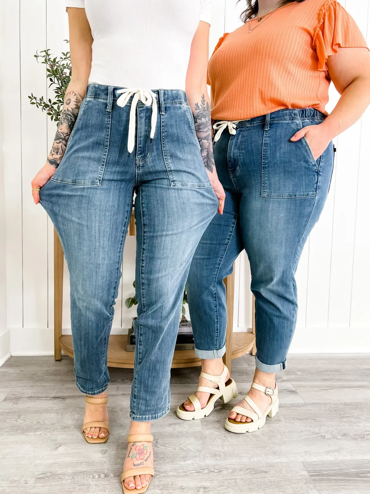 Women's Pull On Denim Joggers (Buy 2 Free Shipping)-Pink Laura